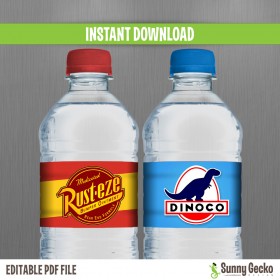 Cars Birthday Bottle Labels or Napkin Rings - Rust-Eze and Dinoco